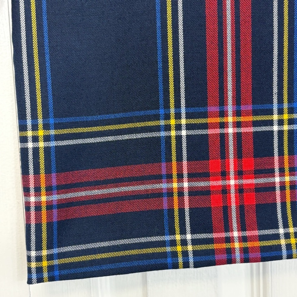 Talbots Preppy Navy Blue & Red Multi Plaid Tartan Wool Mini Skirt 12P - Picture 7 of 15